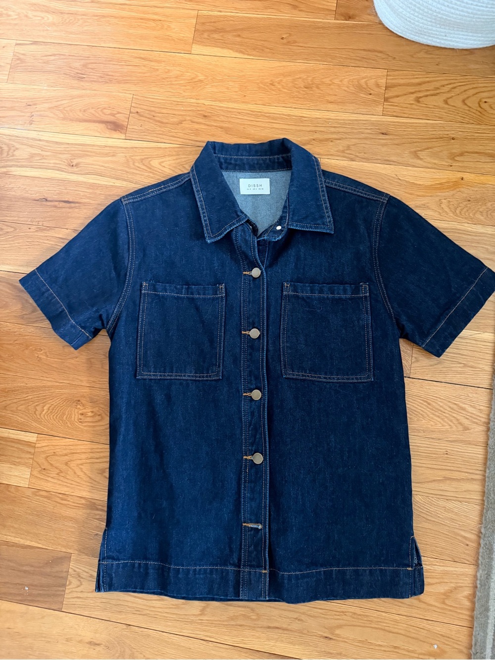 DISSH Dark Indigo Short-Sleeve Denim Button-Up Shirt
